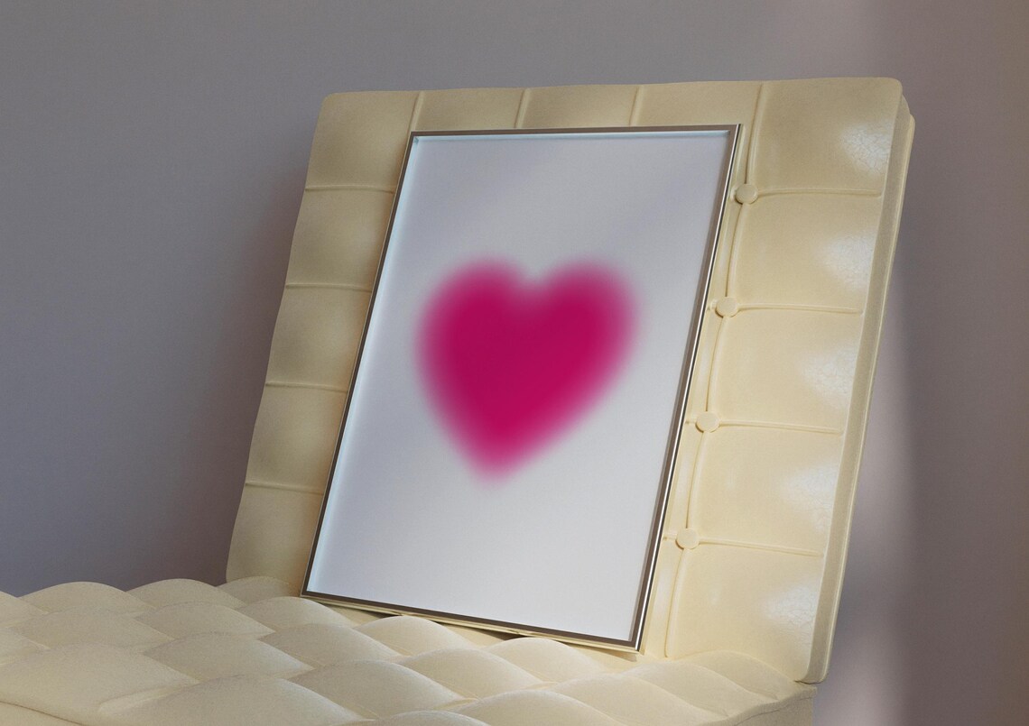 Hot Pink Aura Heart Blurry Gradient Spiritual Love Art Poster