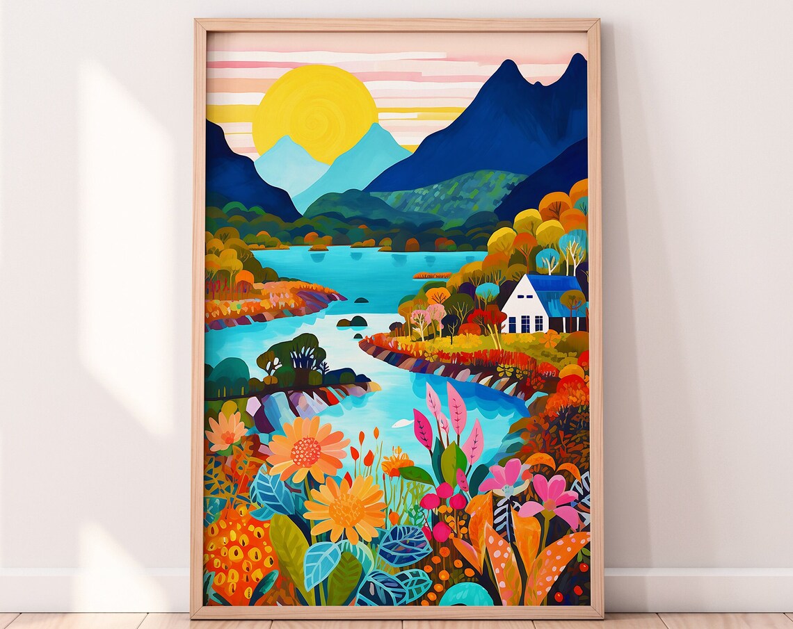 Abstract Mountain Art Print, Maximalist Patchwork Style - Image 2