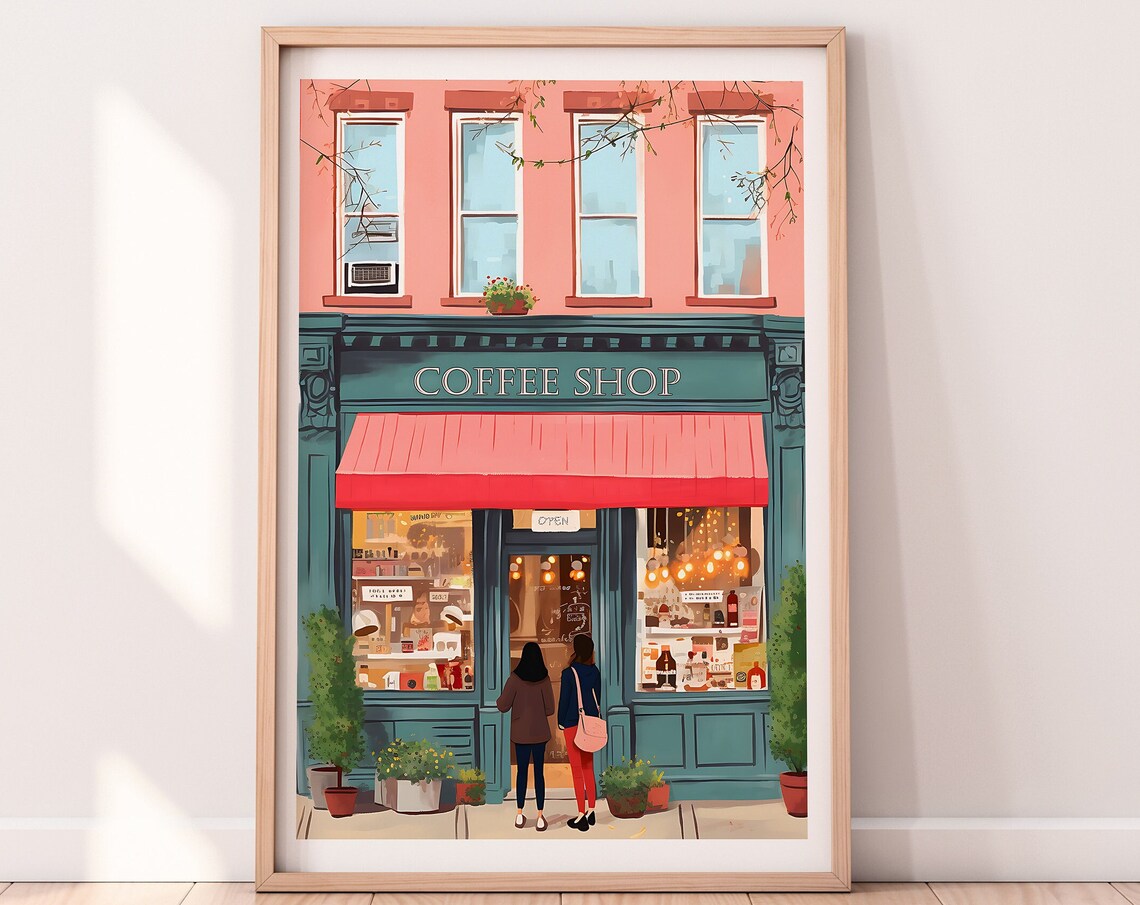 New York Coffee Shop Art Print, Cafe Poster