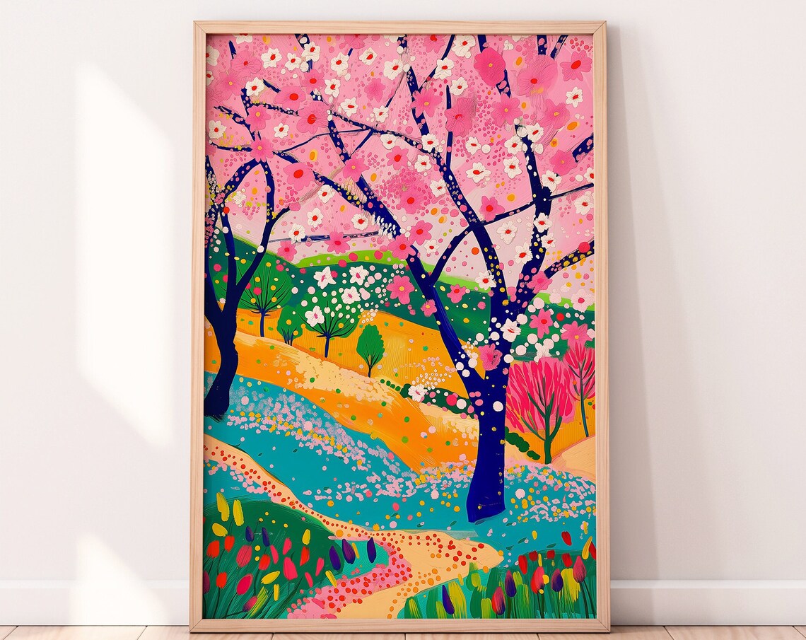Cherry Blossom Painting, Japanese-Inspired Art Print