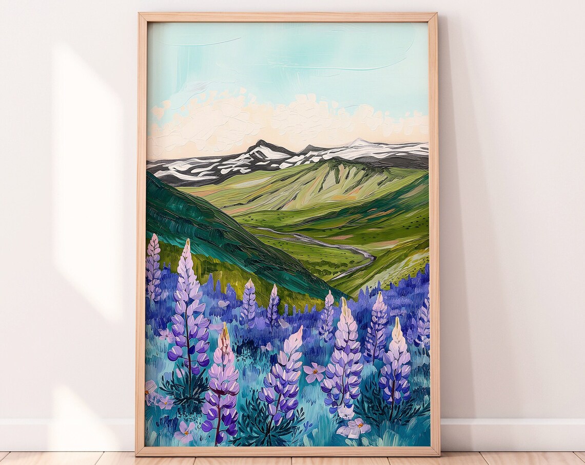 Iceland Landscape Travel Poster, Colorful Mountains - Image 2