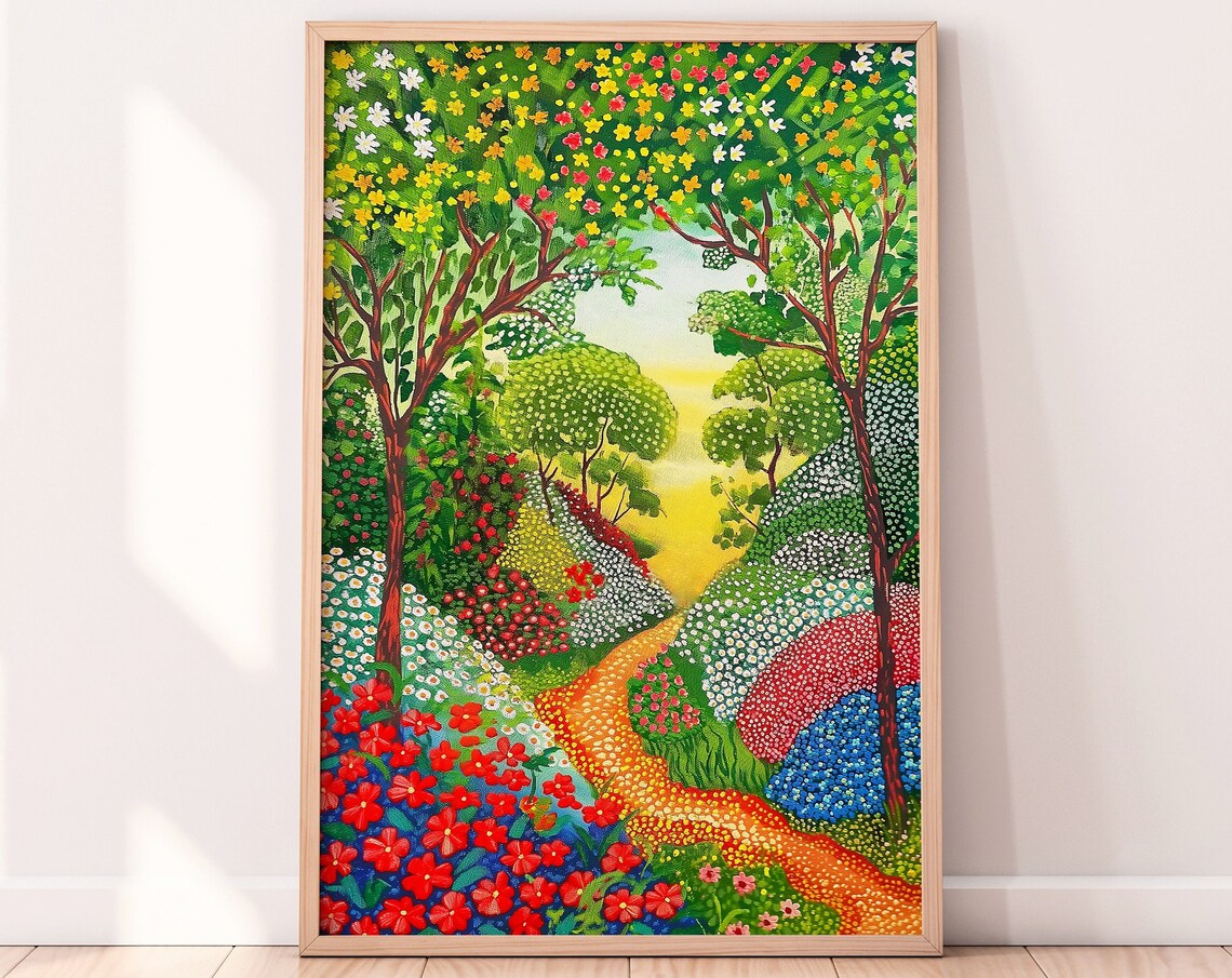 Colorful Forest Path Illustration Art Print