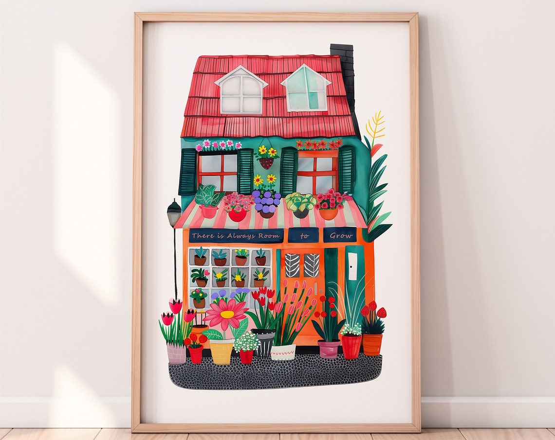 Charming Flower Shop Always Room to Grow Quote Storefront Art Poster - Image 2