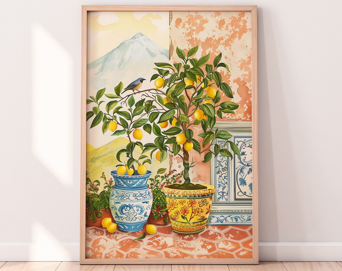 Summer In Sicily Painting Lemon In A Tile Vase Drawing