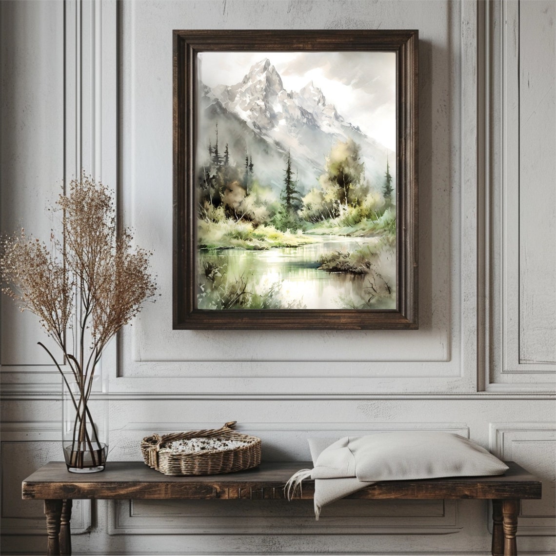 Mountain River Watercolor Art Print - Image 3