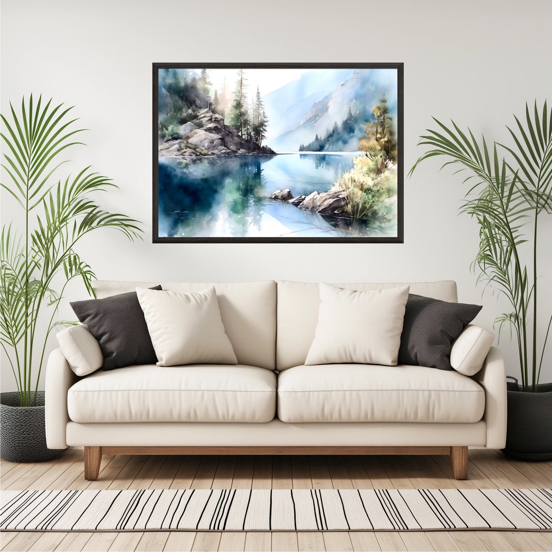 Mountain Landscape Watercolor Painting Art Print Mountain Lake Wall Art Home Decor Gift Art - Image 3
