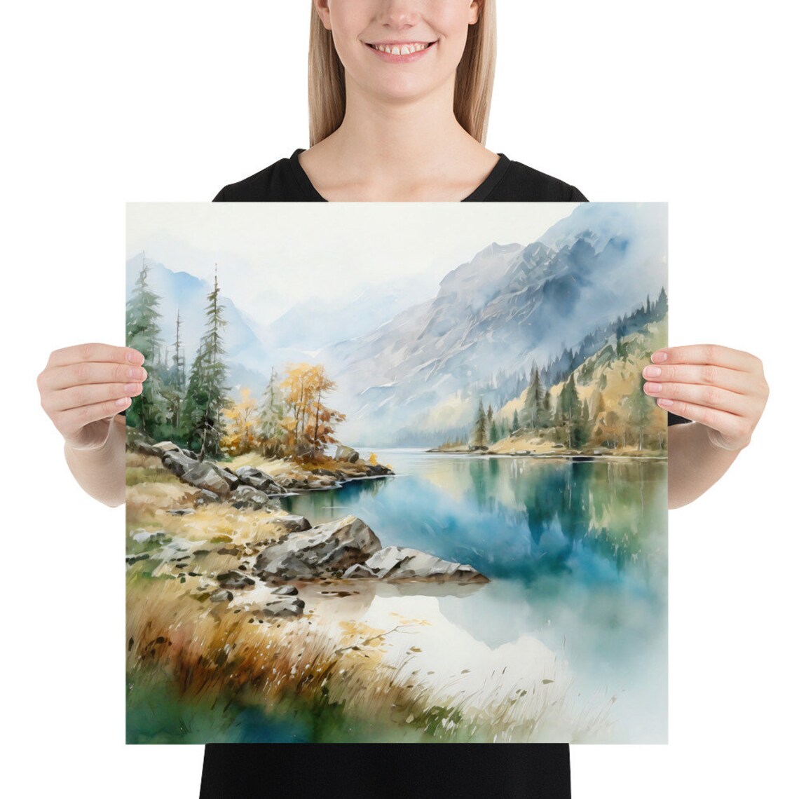 Mountain Landscape Watercolor Painting Art Print - Image 3