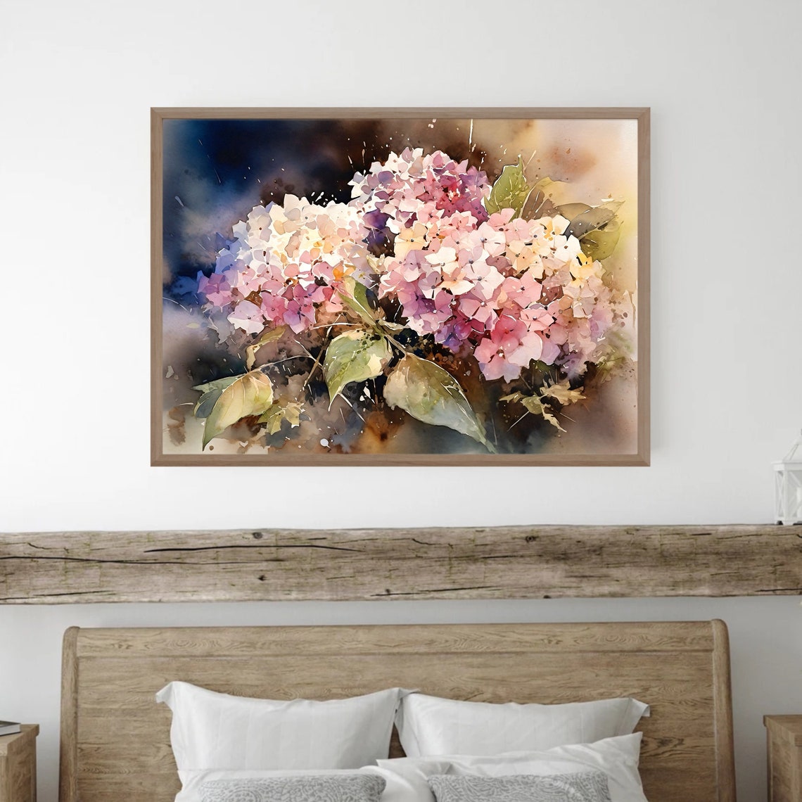Hydrangea Watercolor Pink Botanical Art Print - Image 2