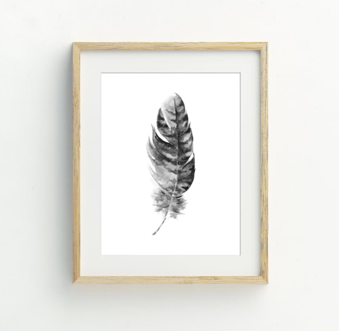 Black Feather Minimalist Art Print, Boho Decor
