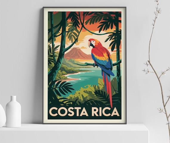 Costa Rica Vintage Travel Poster Print