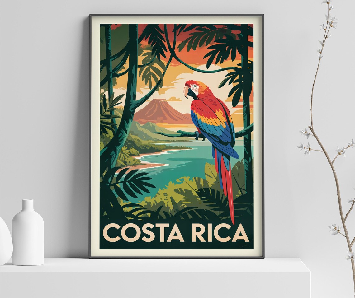 Costa Rica Vintage Travel Poster Print