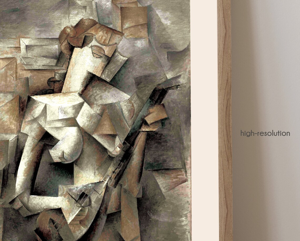 Picasso Girl With A Mandolin Cubist Painting Famous Museum Art Poster - Image 2