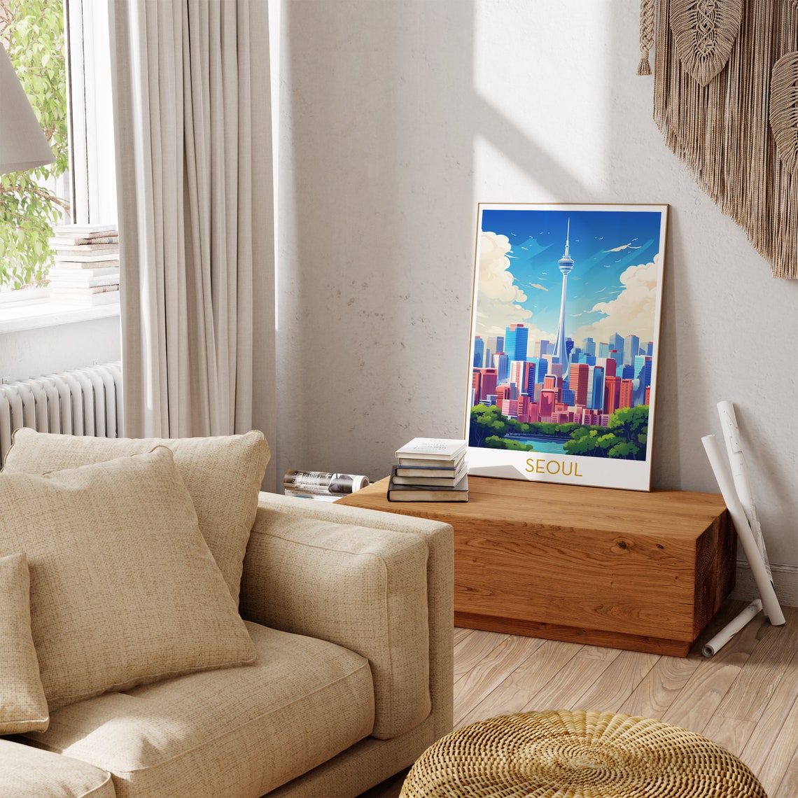 Seoul South Korea N Seoul Tower Colorful Pop Art Cityscape Poster - Image 3
