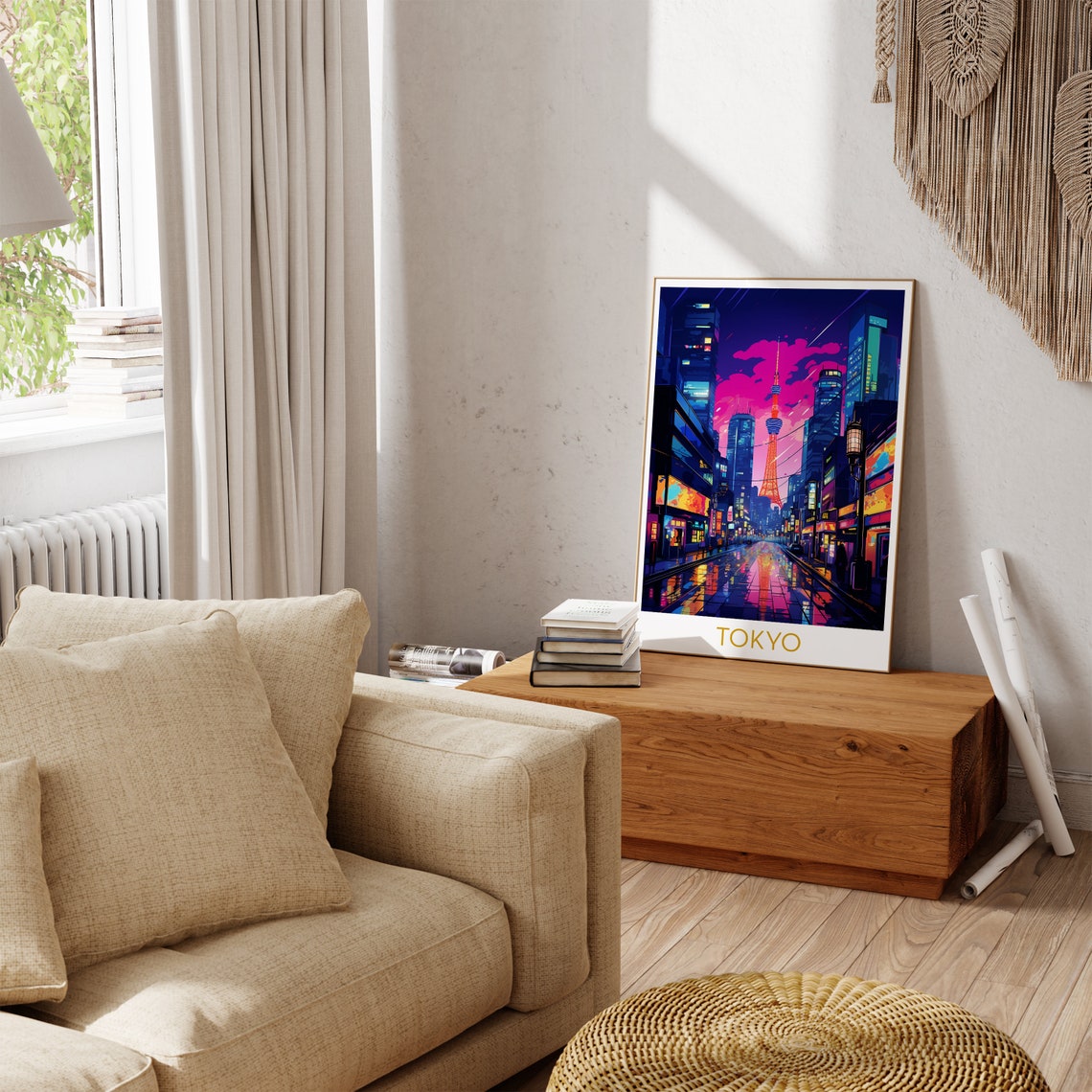 Tokyo Japan Night City Poster with Neon Streets and Tower Lights - Image 3