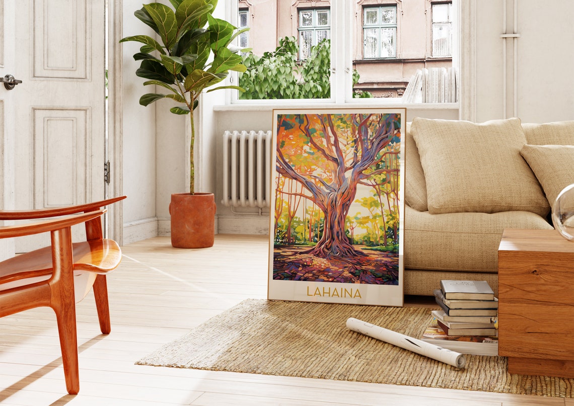 Lahaina Maui Banyan Tree Poster with Impressionist Canopy Art - Image 4
