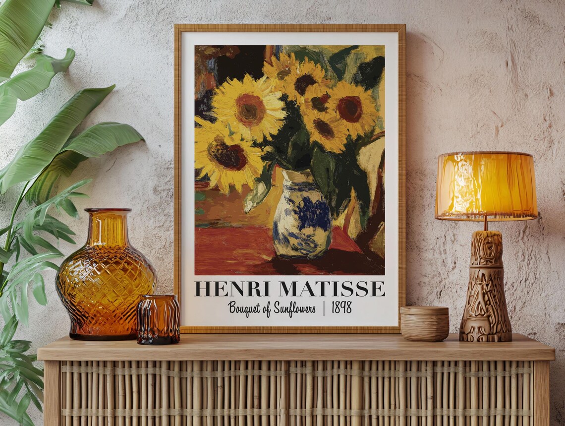 Henri Matisse Bouquet of Sunflowers 1898 Yellow Floral Poster - Image 2