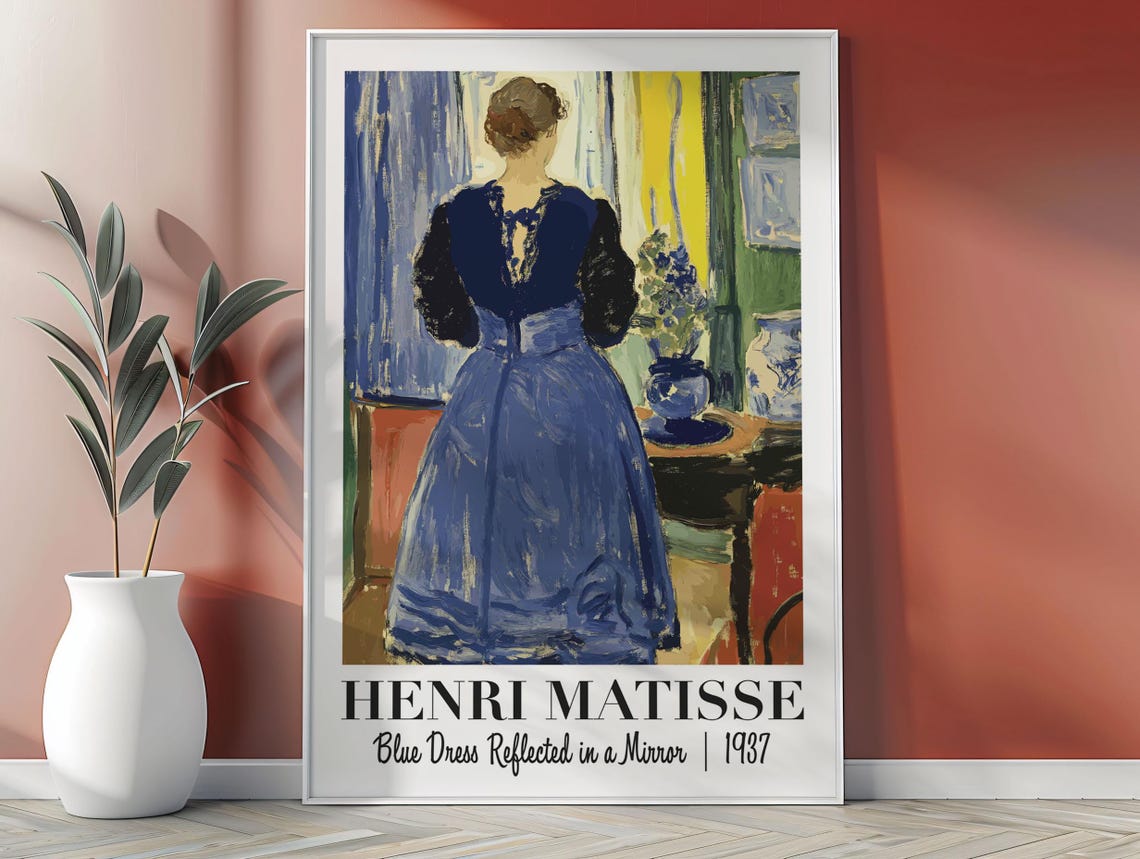 Henri Matisse Blue Dress Reflected in a Mirror 1937 Art Poster