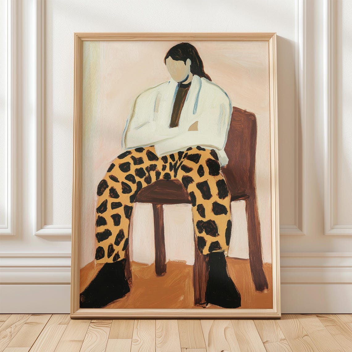 Leopard Print Pants Abstract Portrait Modern Minimalist Wall Art Bold Artwork For Contemporary Home Decor - Image 4