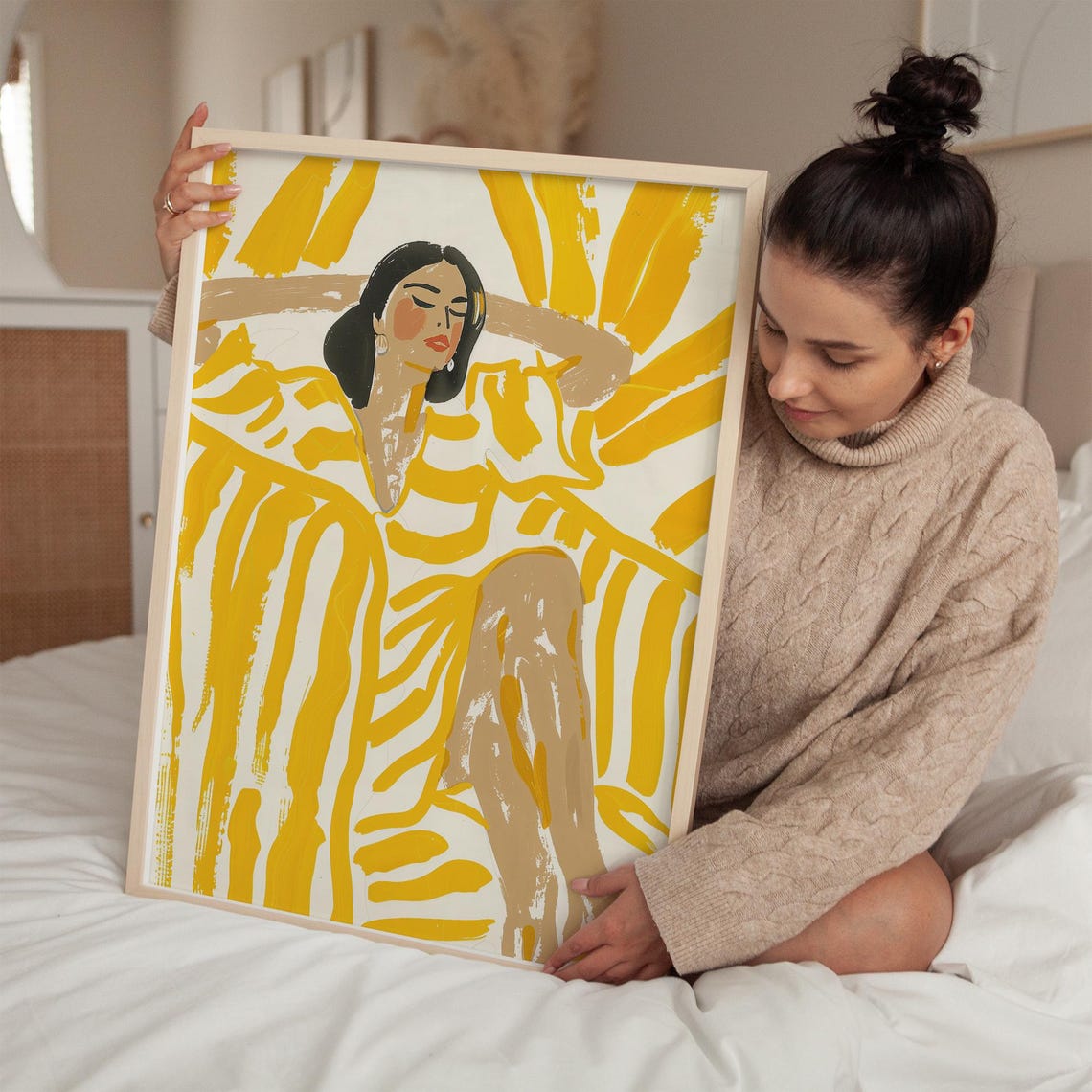 Yellow Abstract Woman Art Print, Minimalist Portrait - Image 4
