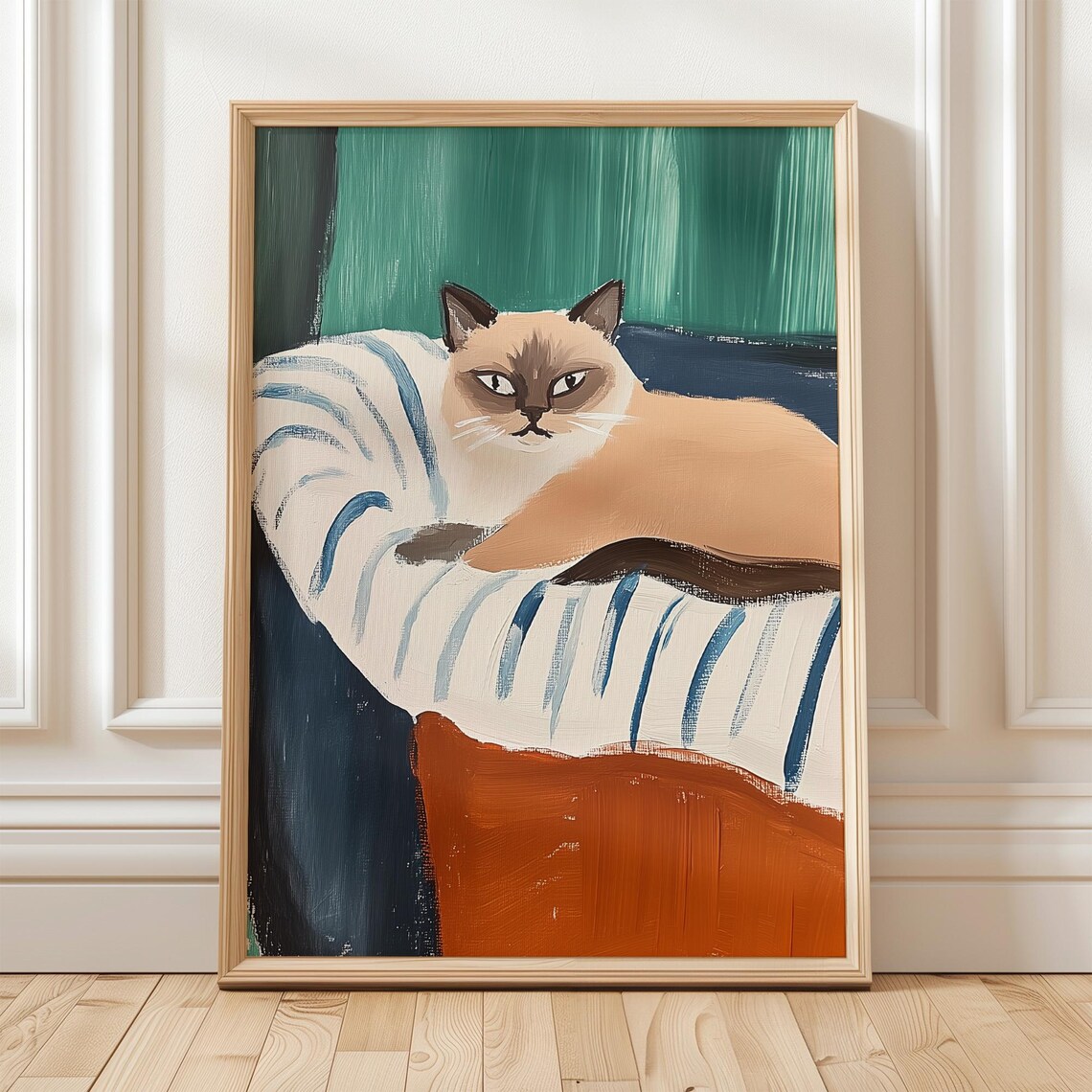 Minimalist Siamese Cat, Elegant Pet Portrait - Image 5