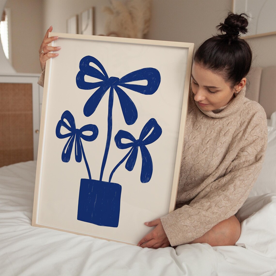 Bow Flower Print, Modern Abstract Floral Art - Image 2