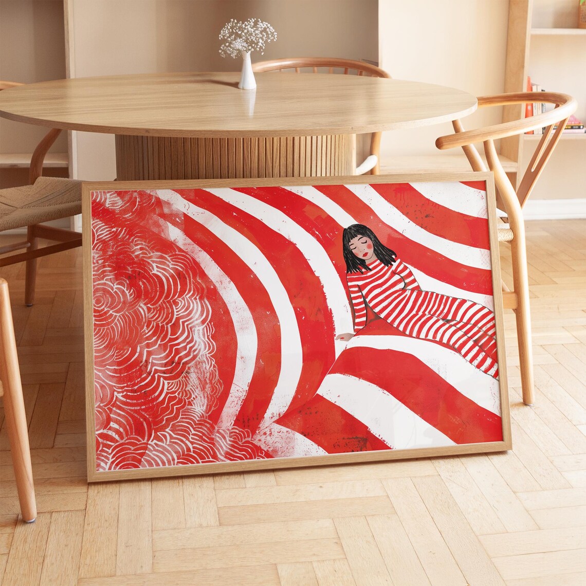 Striped Woman Art Print, Contemporary Abstract - Image 4