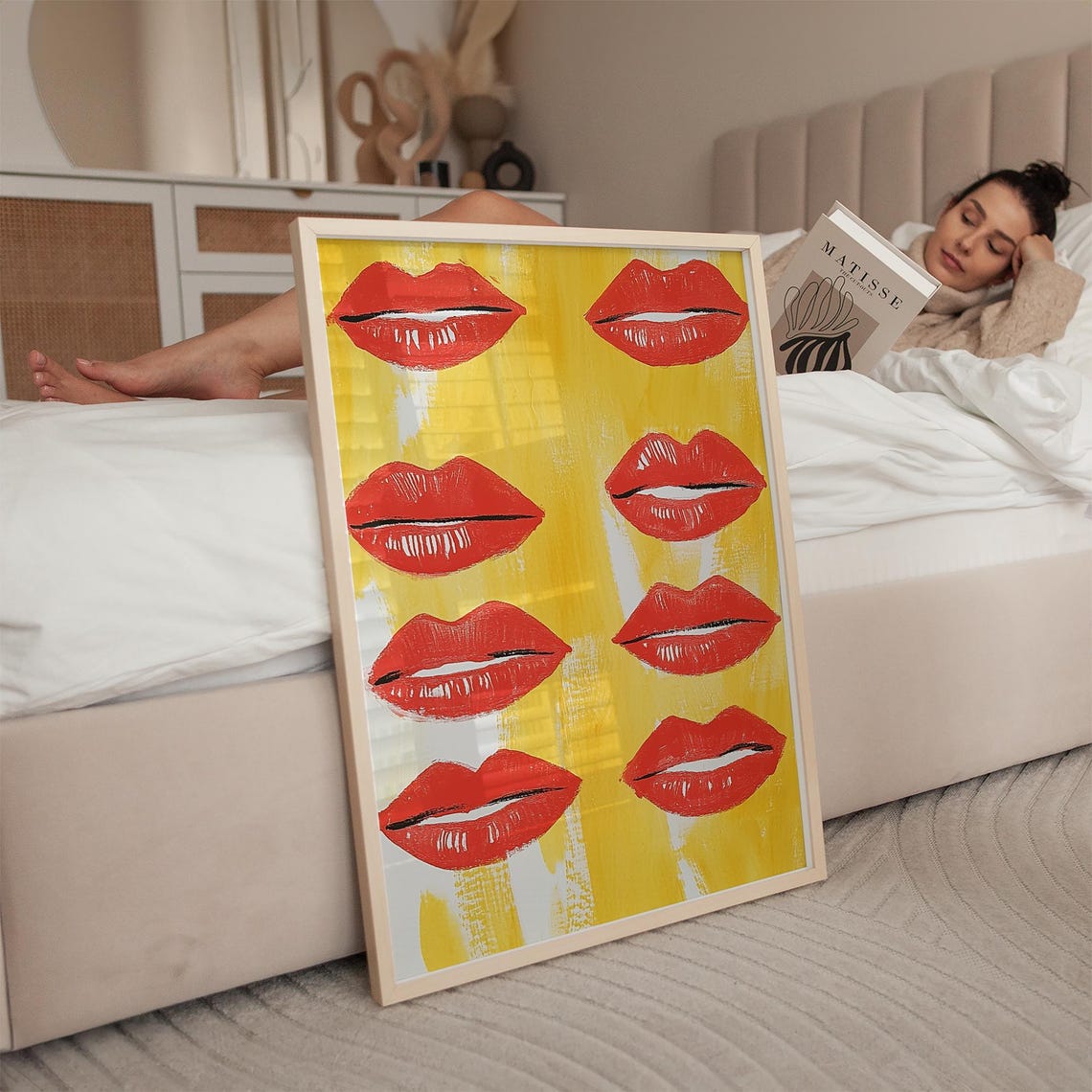 Pop Art Lips Print Bold Red Lip Illustration Modern Abstract Art Wall Art Vibrant Room Decor - Image 3