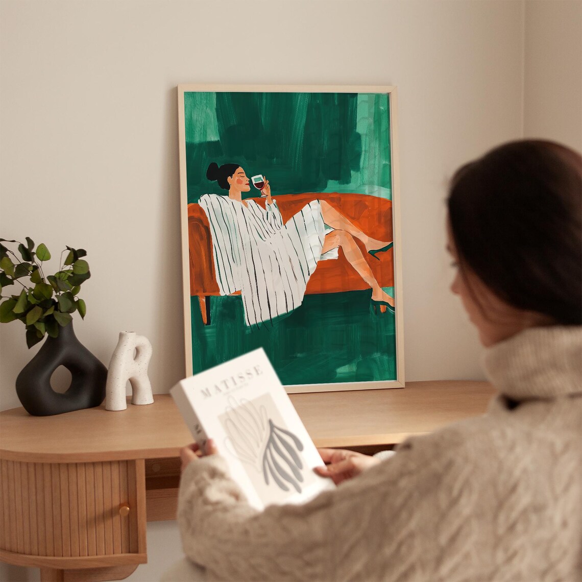 Modern Minimalist Woman, Wine Lover Illustration - Image 5