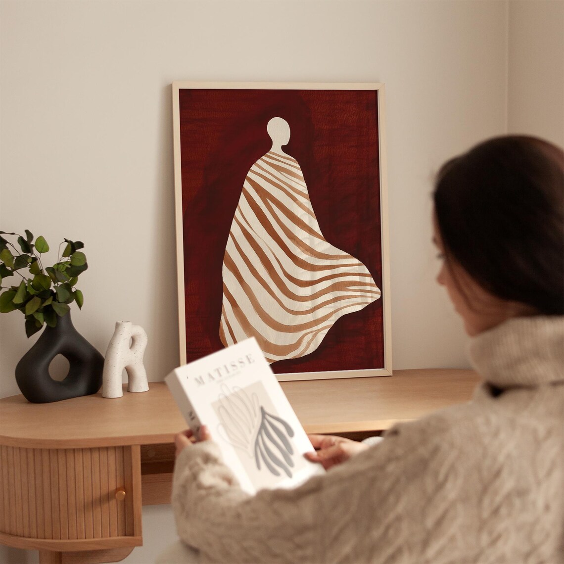 Minimalist Abstract Figure Art Print, Elegant Figurative Artwork - Image 2