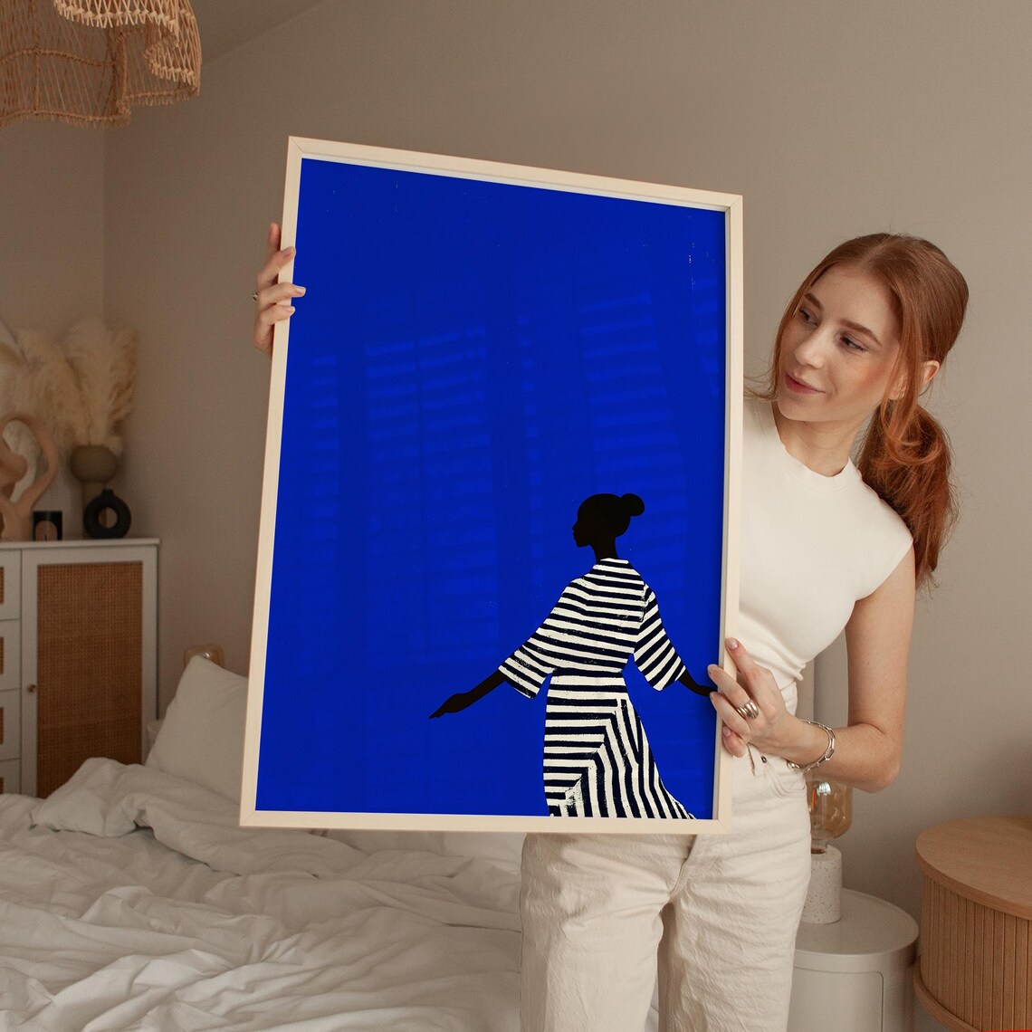 Bold Blue Silhouette, Minimalist Female Print - Image 5