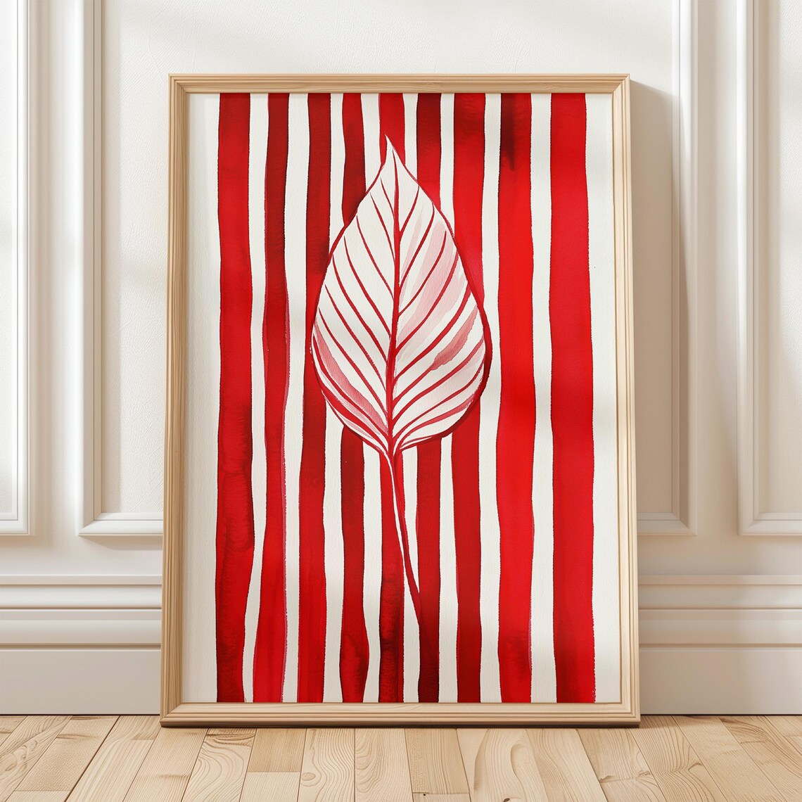 Red Leaf Abstract, Minimalist Nature Poster