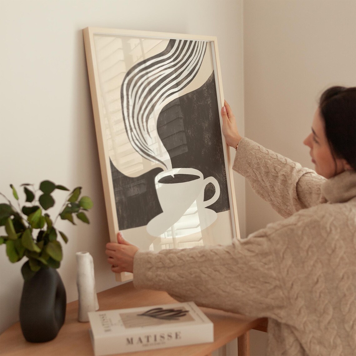 Minimalist Coffee Cup, Abstract Kitchen Wall Art - Image 2