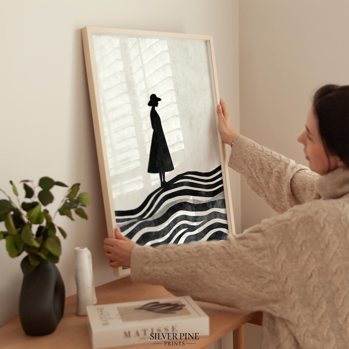 Minimalist Woman Silhouette, Abstract Landscape Decor - Image 2