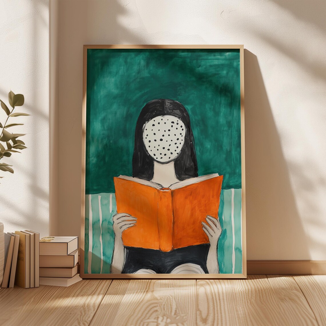 Abstract Reading Woman, Minimalist Book Lover Decor - Image 4