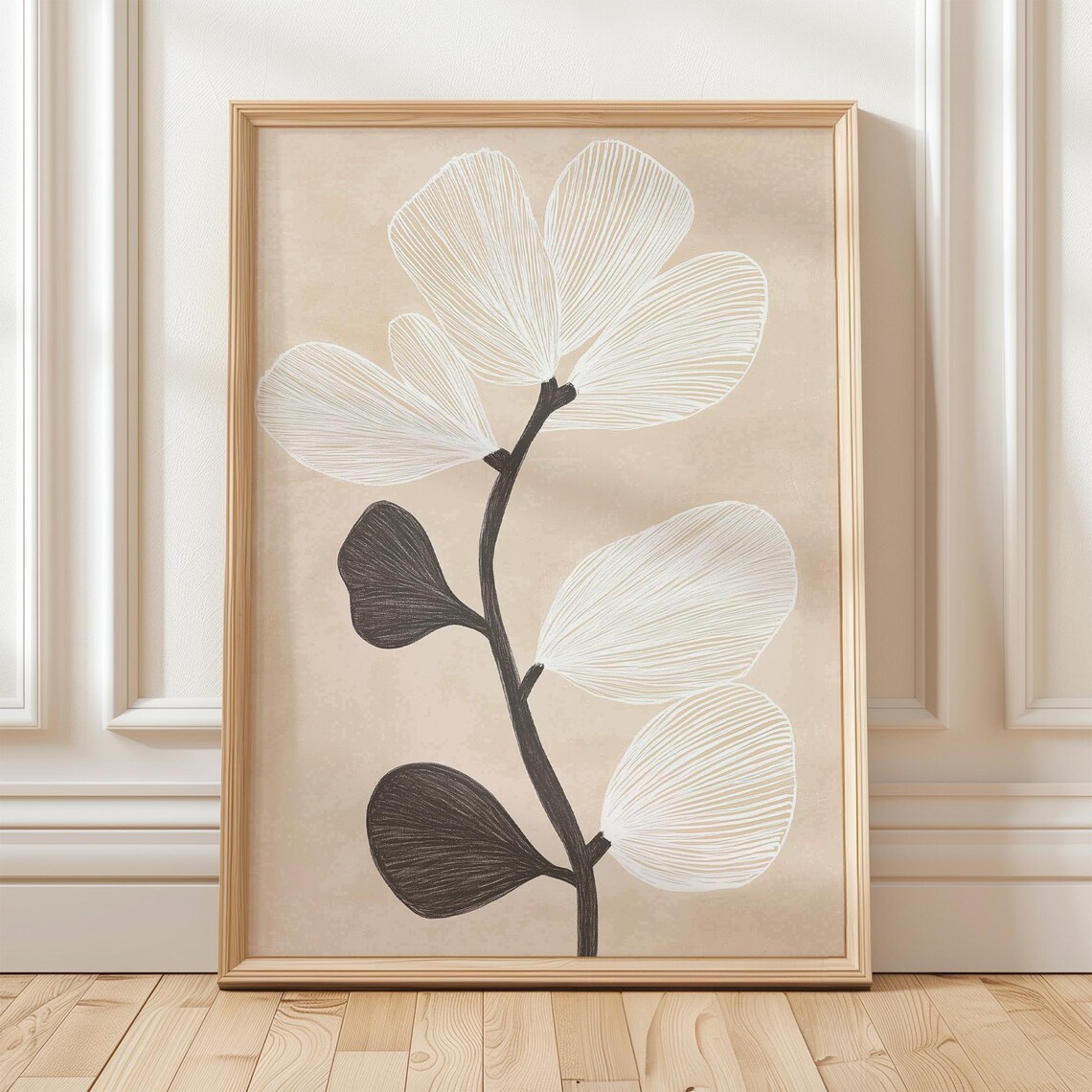 Minimalist Botanical Line Drawing Art Print, Neutral - Image 5