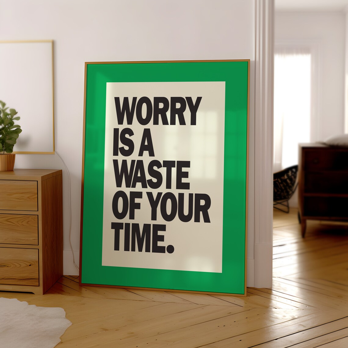 Worry Is A Waste Of Your Time Retro Typography Art Print - Image 3