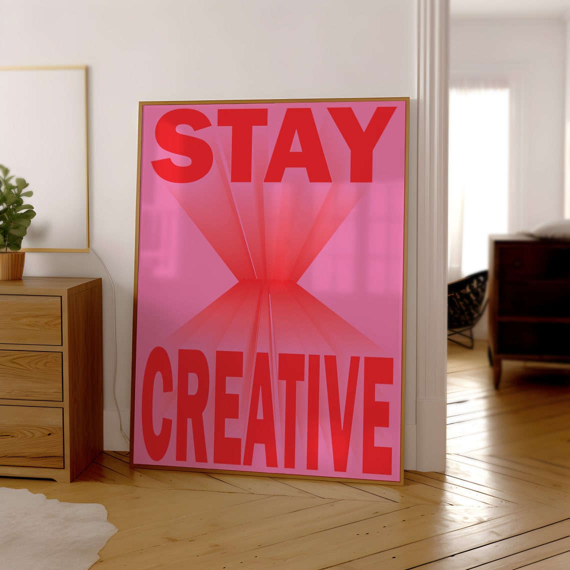 Stay Creative Red and Pink Burst Retro Typography Motivational Poster - Image 3