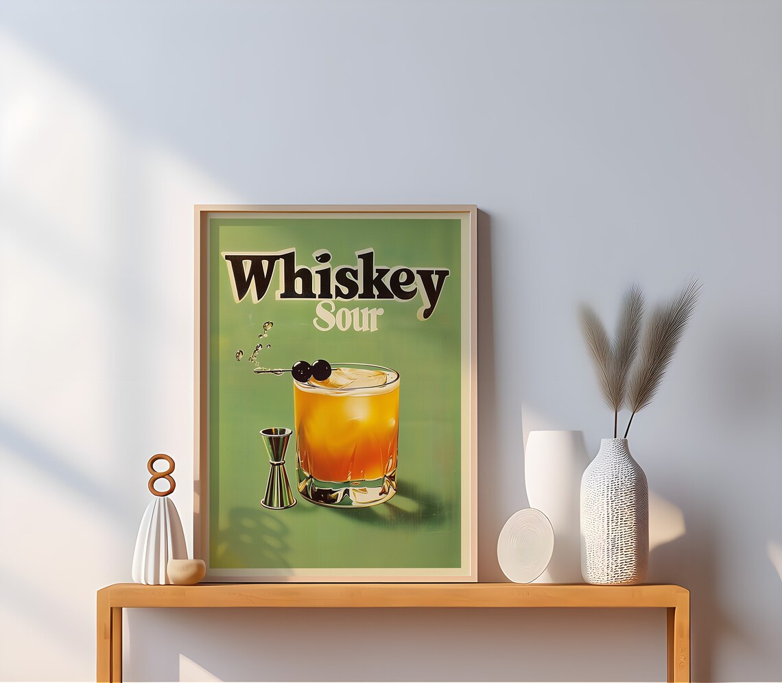 Vintage Whiskey Sour Cocktail Bar Decor Poster for Home Bar Lovers - Image 4