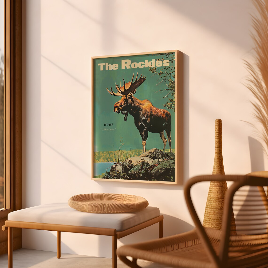 Vintage Moose Retro Hunting Poster, Rocky Mountains - Image 4