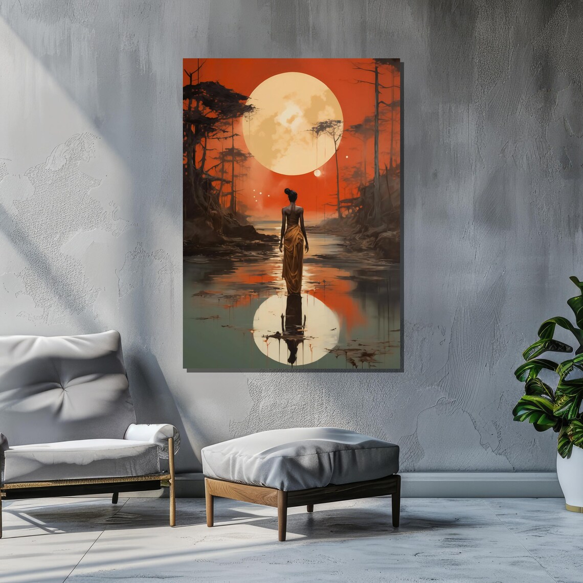 African Woman Surreal Fantasy Landscape Art Print - Image 2