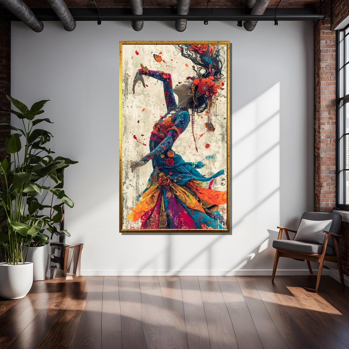 Dancing Woman With Floral Dress, Art Nouveau Print - Image 5