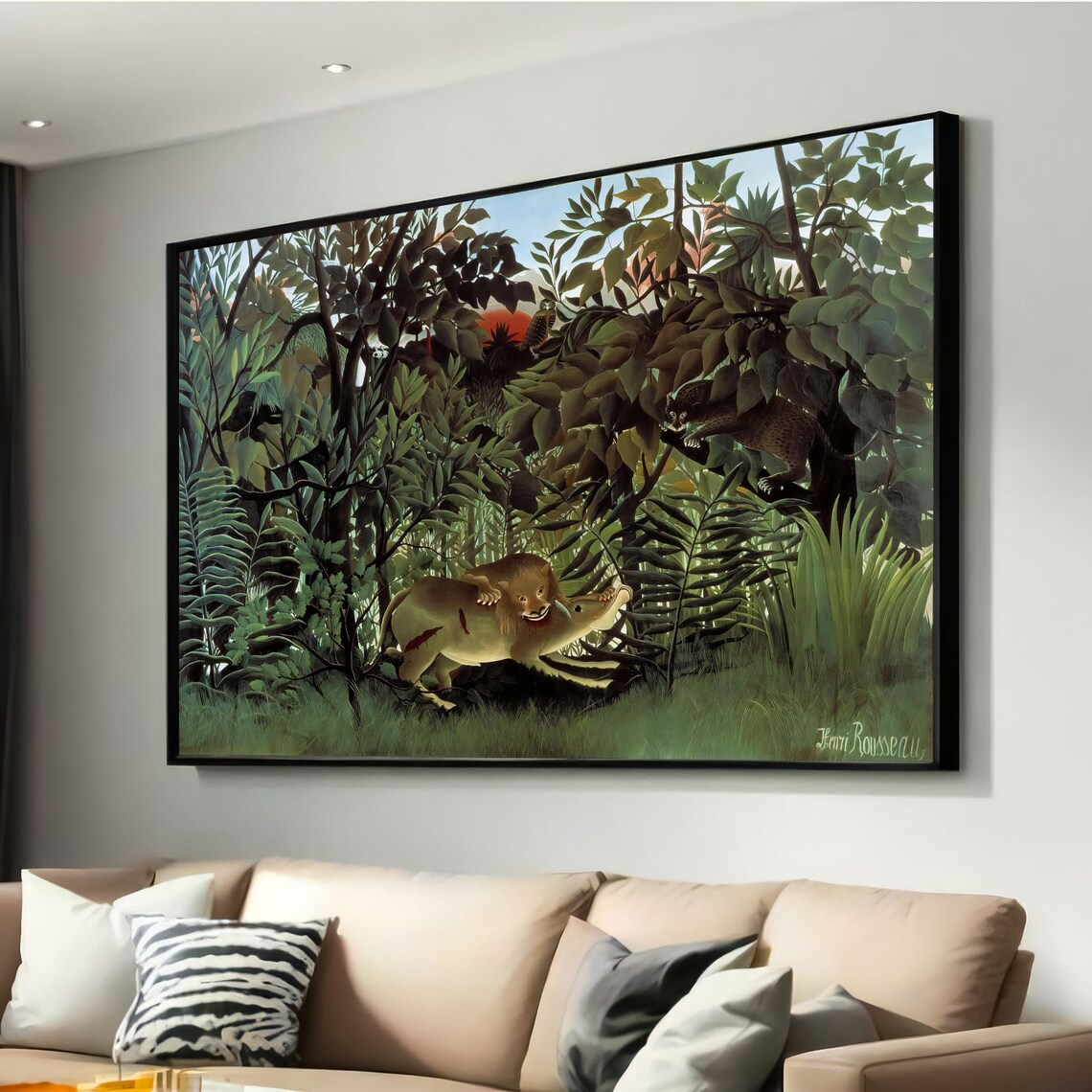 Henri Rousseau The Hungry Lion, Jungle Scene Art Print
