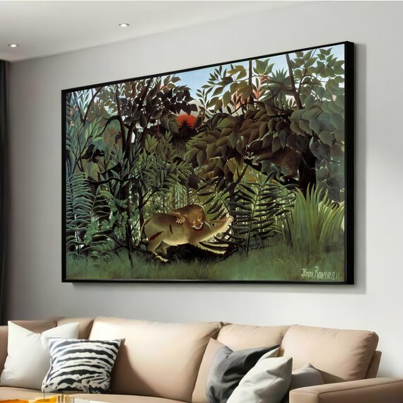 Henri Rousseau The Hungry Lion, Jungle Scene Art Print