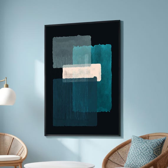 Abstract Blue And Teal Minimalist Geometric Art Print
