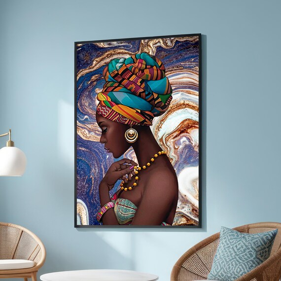 Regal African Woman, Boho Afrocentric Wall Art Print
