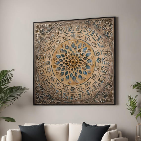Ornate Mandala Boho Wall Art, Decorative Geometric Art Print