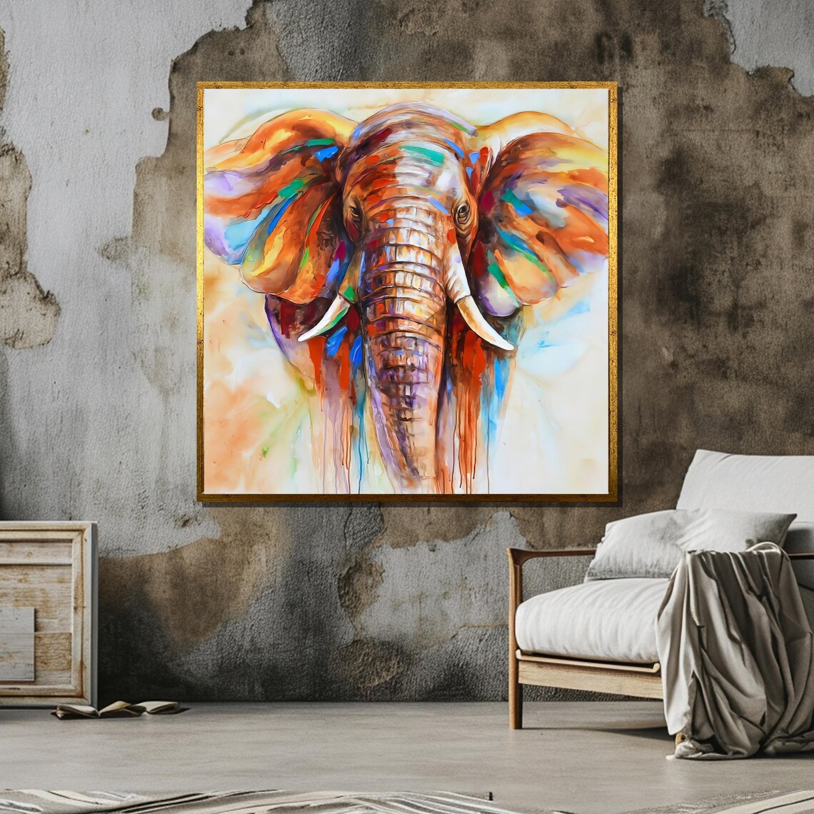 Colorful Elephant Abstract Art Print, Expressionist Decor - Image 6