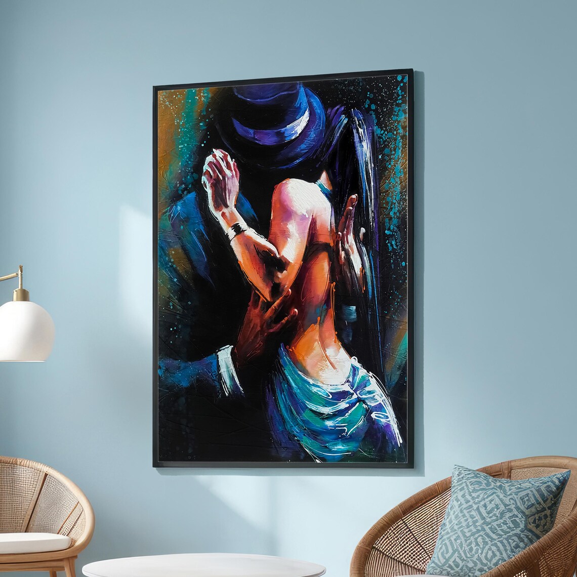 Passionate Tango Dance, Romantic Expressionist Art Print