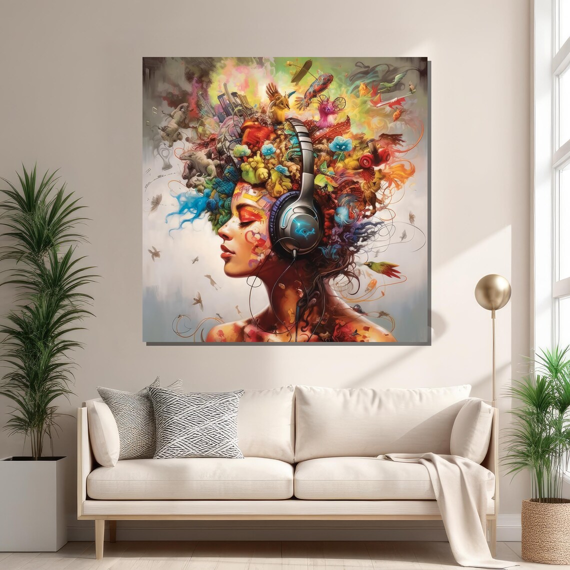 Surreal Portrait, Woman With Headphones Art Print - Image 2