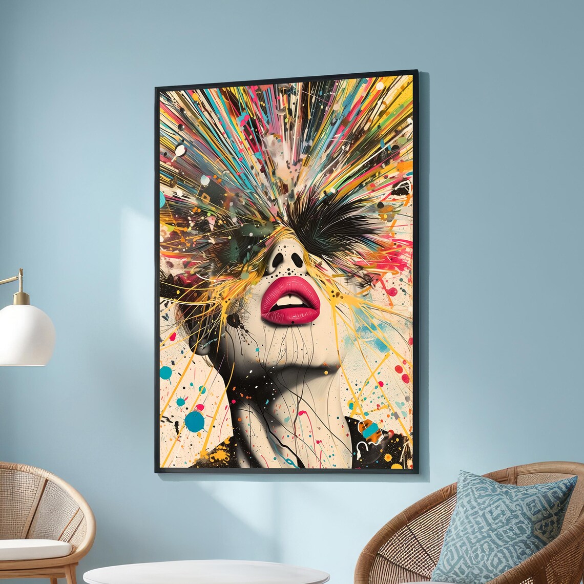 Abstract Woman With Exploding Colors, Modern Pop Art